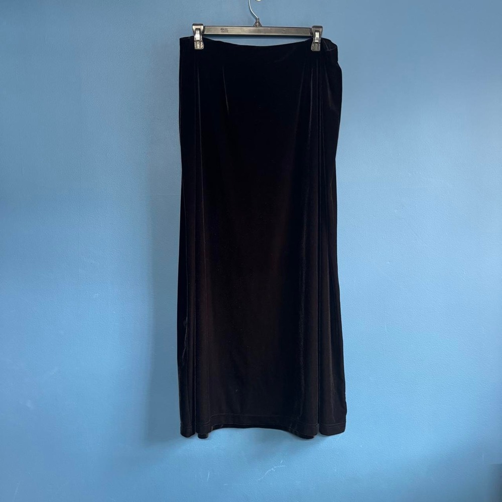 Vintage Black Velvet Maxi Skirt Women's Size XL Made In USA Goth Grunge Whimsy - Picture 2 of 8